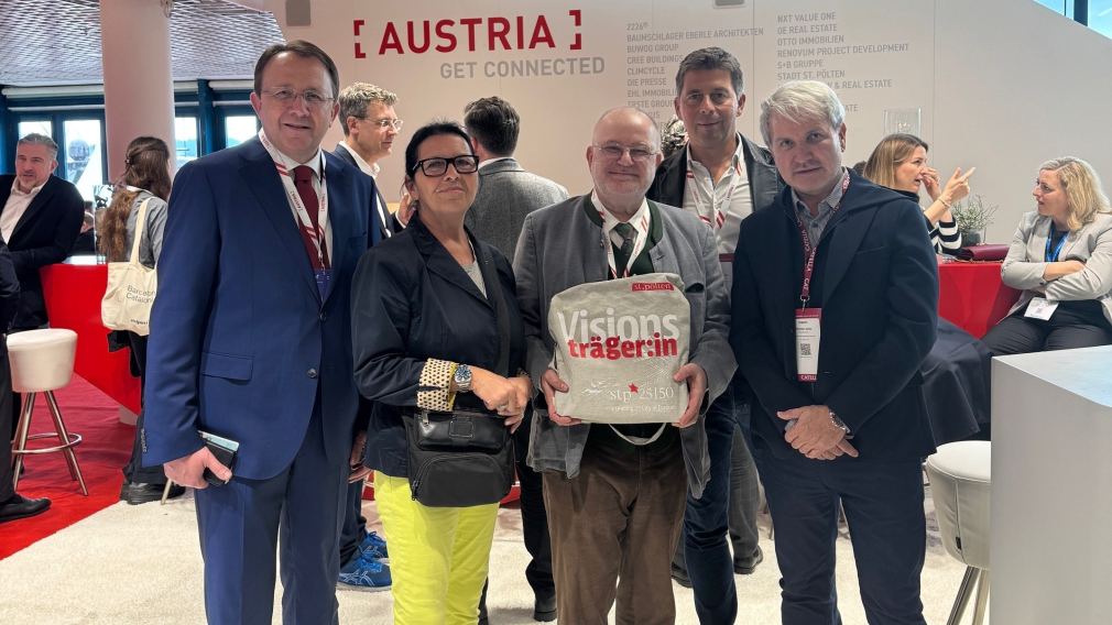 Bürgermeister Matthias Stadler, Ulrike Mesner, Josef Wildburger und Christian Zeller knüpften auf der MIPIM in Cannes Kontakte.