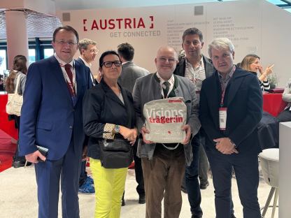 Bürgermeister Matthias Stadler, Ulrike Mesner, Josef Wildburger und Christian Zeller knüpften auf der MIPIM in Cannes Kontakte.