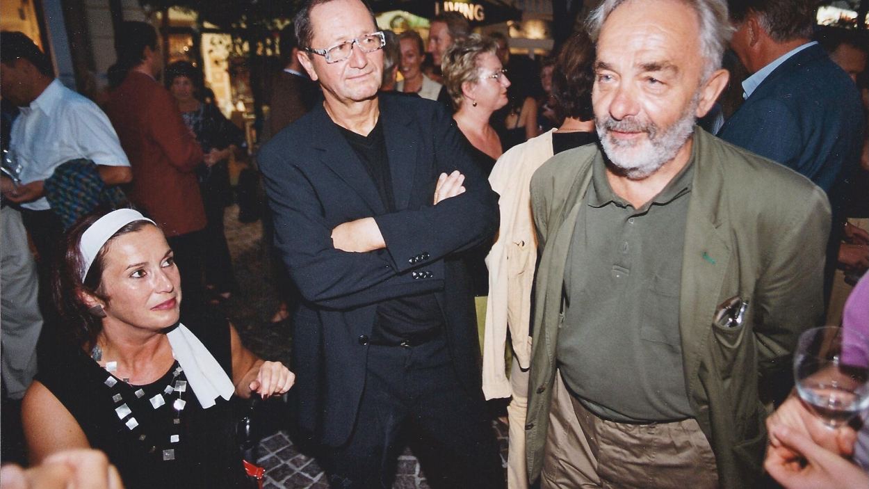 Arnulf Rainer mit Eva und Karl Heinz Maringer.