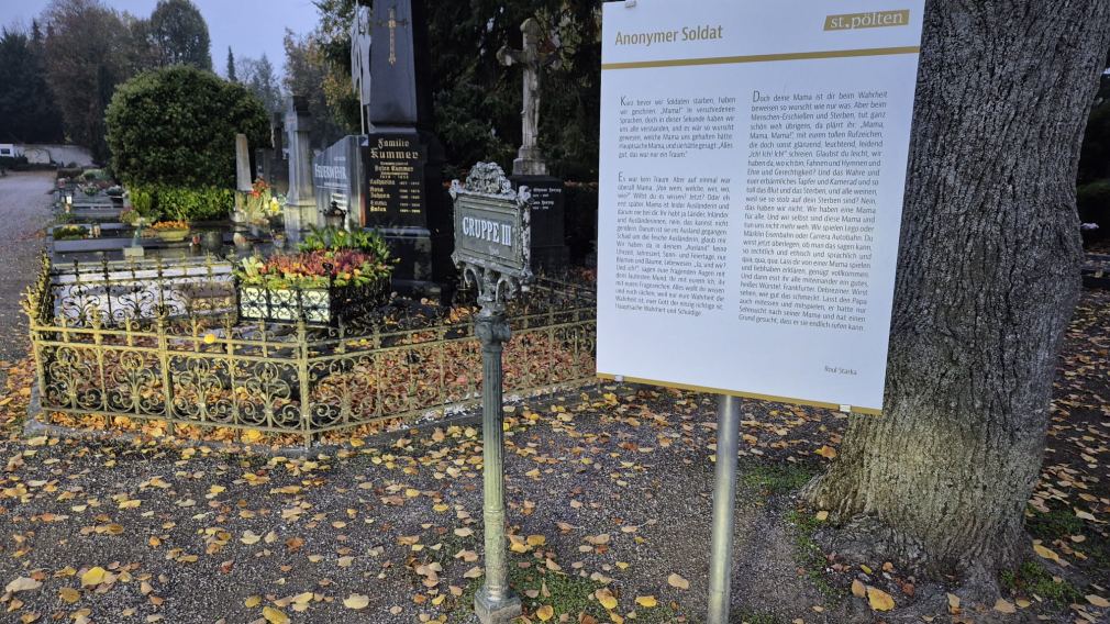 Hauptfriedhof St. Pölten - Beschilderung. Foto: Matthias Weiländer