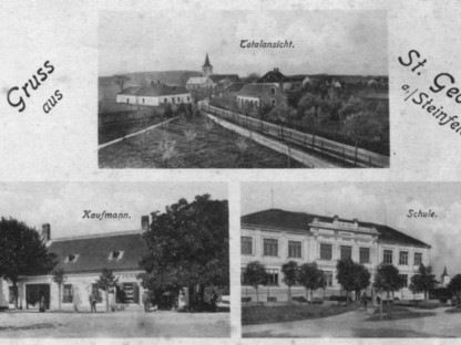 Eine Postkarte mit historischen Ansichten aus St. Georgen aus der Zeit vor der Eingemeindung in St. Pölten. (Foto: Stadtarchiv)