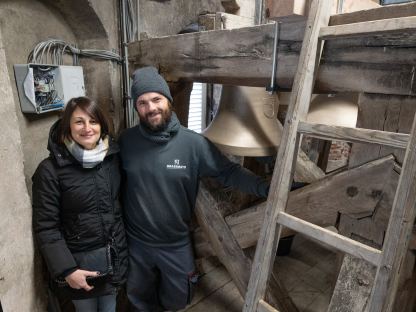 Flavio Zambotto und sein Frau Valentina im Rathausturm der Stadt St. Pölten. 